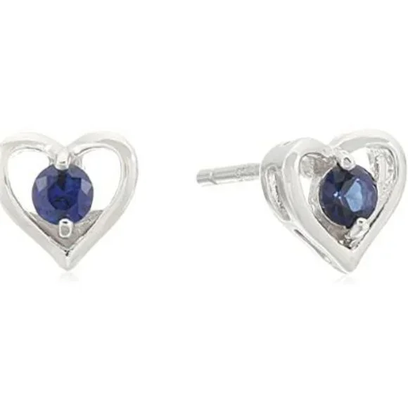 Girls' Petite Sterling Silver Birthstone Open Heart Stud Earrings